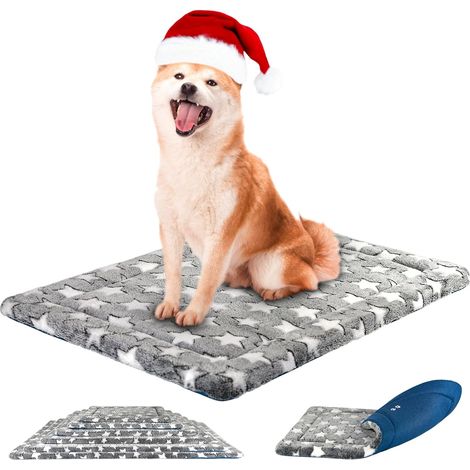 1 Tapis pour chien réversible 91x61cm mousse haute densité lavable machine gris bleu grand animal (1/5)