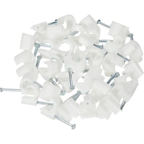 Pair Attache câble - Attache fil électrique - Fixation câble électrique - Fixation et raccordement du câble - Serre câble - Clou de Fixation - Attache Fils Ø 8 A 12 Mm Blanc Sachet De 100