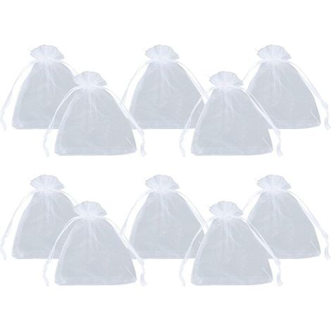 100pcs White Organza Pouches 10x12cm Transparent Organza Bags with Drawstring for Small Items, Gifts, Jewelry Packaging and Organization (1/5)