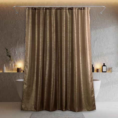 Rideau de douche à paillettes marron argenté : rideaux de luxe élégants en tissu taupe doré métallique scintillant pour décoration de salle de bain de vacances – Accessoires de salle de bain glamour (1/5)
