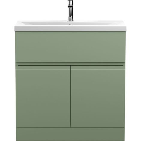 Hudson Reed Urban Floor Standing Vanity Unit with Basin 1 Satin Green - 800mm Wide (1/5)