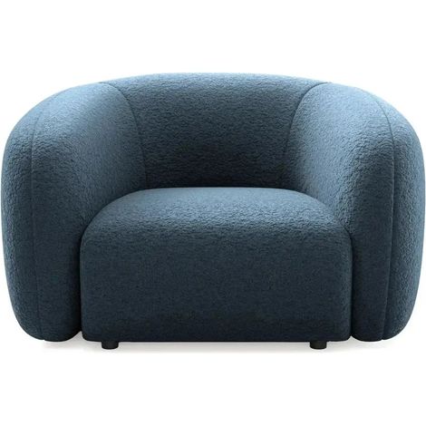 BAHIA - Fauteuil tissu bouclette - Bleu (1/4)