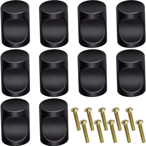 10pcs Tiroir de Porte Poignée, Bouton de Meubles, Unique Trou Rond Boutons de Tiroir, Moderne Boutons de Porte, Boutons Ronds  (Noir) (1/5)