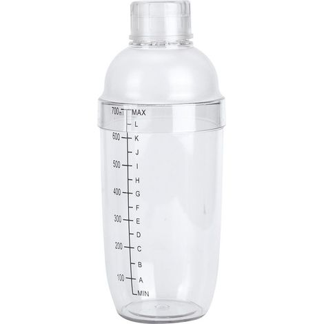 Shaker à cocktails en plastique avec graduation, théière, gobelet pour jus et vin, idéal pour la maison ou le bar à domicile (700 ml). Convient également pour le lait, les jus et le vin. (1/5)