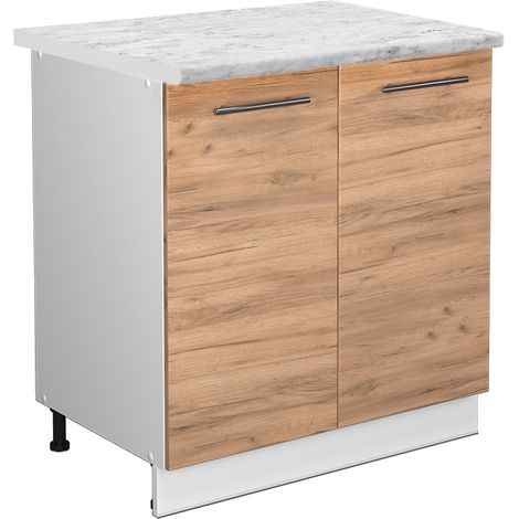 Armario bajo para fregadero Fame-Line, Roble dorado, 80 cm con estante, ET Mármol, Vicco (1/5)