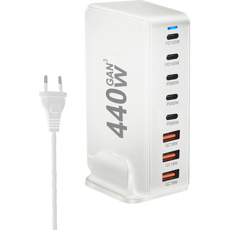 Chargeur de bureau 440 W, chargeur rapide multifonctionnel GaN PD 440 W, adaptateur 440 W(N188) (1/5)