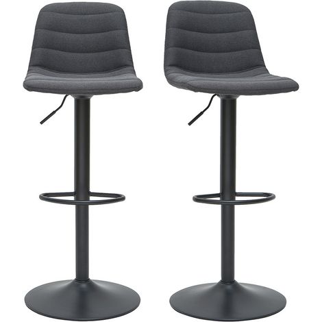 Barhocker aus dunkelgrauem Stoff und Metall, höhenverstellbar ( 2er-Set) SAURY