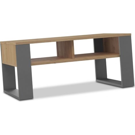 MODERN - Bureau ou console d'intérieur - Modèle MODERN 2P ART CZ - Panneaux de bois décor chêne clair et noir - 17.9 kg - Réf C1-C1-6609-V02-400-131-000-000 - Kit complet avec quincaillerie et notice (1/5)