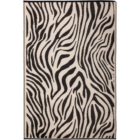 Tapis d'extérieur zèbre 150 x 242,5 cm – Fabrication en polypropylène résistant aux intempéries – Motif zèbre moderne – Réversible et facile d'entretien – Best For Boots (1/3)
