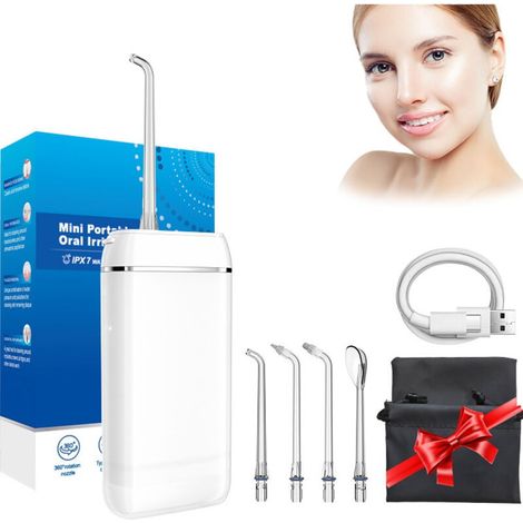 Fil dentaire USB intelligent, irrigateur dentaire électrique silencieux à trois vitesses portable, nettoyeur buccal, adapté aux soins d'hygiène bucco-dentaire en voyage et à domicile (1/4)