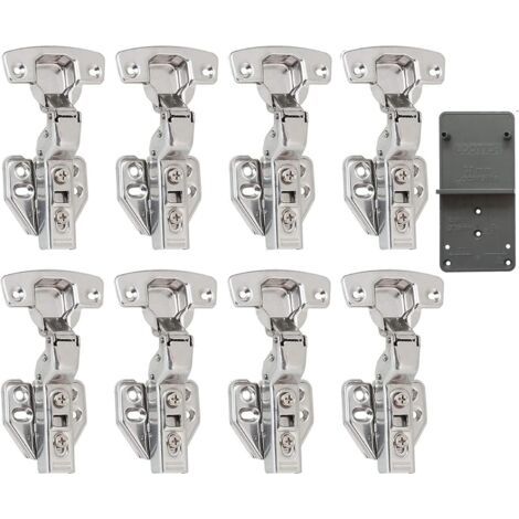 110 Degré Clip Rentrant 35mm Soft Close Charnieres avec Amortisseur Hydraulique Fermeture Automatique Charnière à Amorti pour Armoires de Porte Cuisine Lot de 8 (1/5)