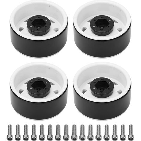 4 Pièces Moyeux de Roue 1,9 Pouces en Fer Résistant pour Voiture RC Crawler, Compatible Axial Blanc (1/5)