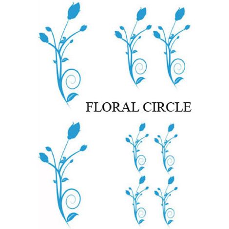 Set Adhesifs -ELEMENT FLORAL CIRCLE- Bleu - PROMO ADN - Car Deco
