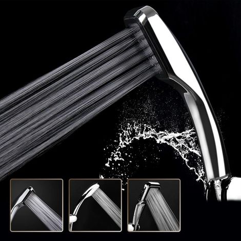 Pommeau de douche haute pression avec 300 jets, économie d’eau de 30 %, finition chromée, compatible tous robinets (1/5)