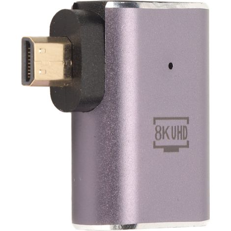 Adaptateur HDMI femelle vers micro HDMI avec voyant lumineux, coudé à gauche (1/5)