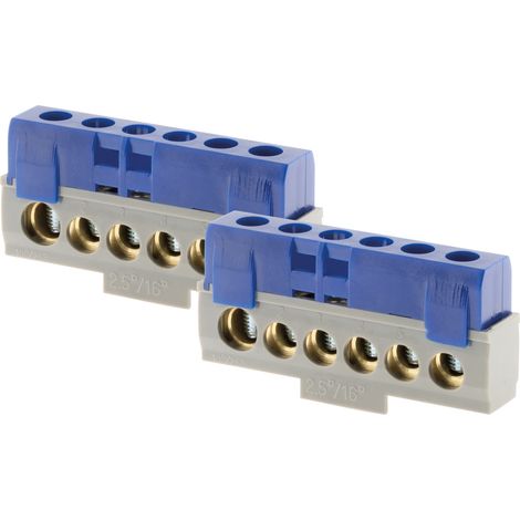 Thomson – Lot de 2 borniers neutres 6 connexions – Couleur bleue – Intensité 100A – Résistance jusqu'à 850°C – Conforme aux normes CE