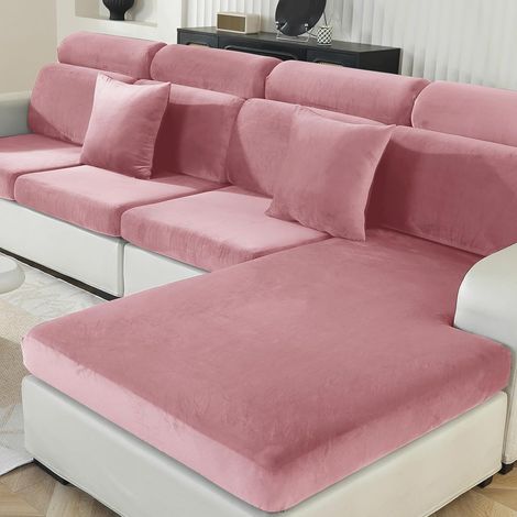 Copertura Seduta Divano Vellutata Elastica Elegante Rosa (1/5)