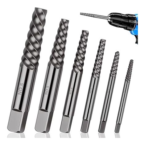 Extracteur de Vis Cassée Tourne a Gauche Extracteur 6Pcs Kit D'extracteur de Vis Cassé Extracteurs à Gauche avec Boîte de Rangement pour Enlever Cassées Coincées ou Abîmées (1/5)