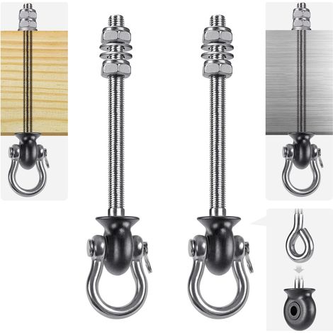2pcs Crochet de Hamac, 19.5cm Accroche de Balançoire Fixation Fauteuil Suspendu de 180 Pivot Ensemble Plafond Poutre Chaise de Yoga Sac de Frappe Materiel de Suspension, 1500lbs (1/5)