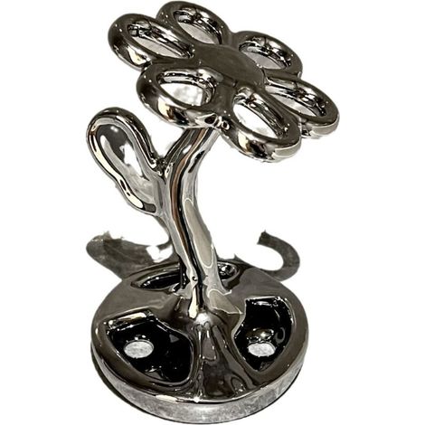 Porte-brosses à dents en céramique à motif floral – Un élégant organisateur de salle de bain avec trou d'évacuation, une solution stylée pour ranger les brosses à dents et les pinceaux de maquillage.