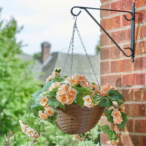 Regal Begonia Blooms Artificial Hanging Basket (1/2)