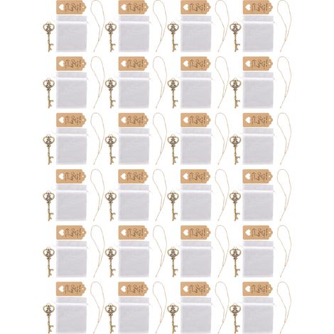 24 pièces Porte-clés Vintage Finition Bronze Ouvre-bouteille DIY avec Sac et Étiquette Remerciement pour Faveurs de Mariage et Fête (1/5)