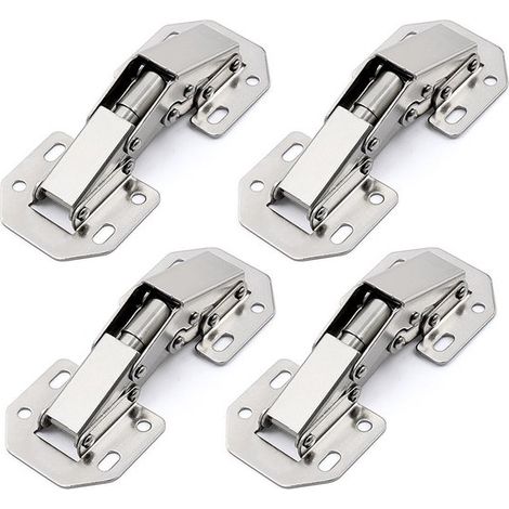 Bisagras para puertas de armario, 4 piezas, 10 cm (4"), Bisagra de cierre suave, Bisagra, Apta para puertas plegables de 180 grados, Plateada (1/5)