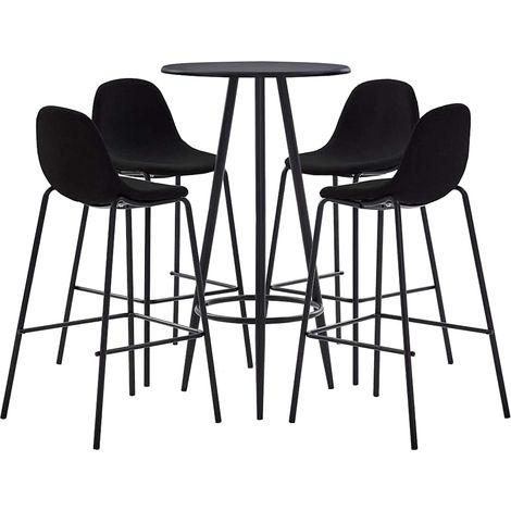 vidaXL Juego de mesa alta y taburetes 5 piezas tela negro (1/5)