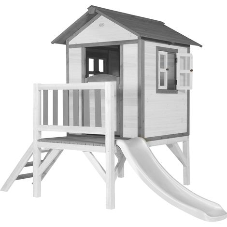 Axi Maison Enfant Beach Lodge Xl En Blanc Avec Toboggan En Blanc  Maison De Jeux En Bois Ffc Pour Les Enfants  Maisonnette / Cabane De Jeu Pour Le Jardin