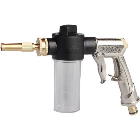 Lance de lavage haute pression avec buse rotative laiton et génération de mousse ajustable, interface universelle 3/4" pour jardinage et lavage auto (1/5)