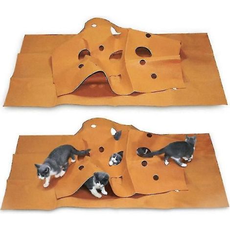 Tunnel Pour Chat - Tissu Feutre Doux 120 x 90 cm - Pliable et Lavable À La Main - Pour Jeu et Repos - 1 Pièce (1/3)