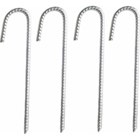 Memkey – Lot de 4 piquets d’ancrage en acier galvanisé – Dimensions 30 x 9 cm – Capacité d'ancrage jusqu'à 40 mm – Pour chapiteaux, tentes, trampolines