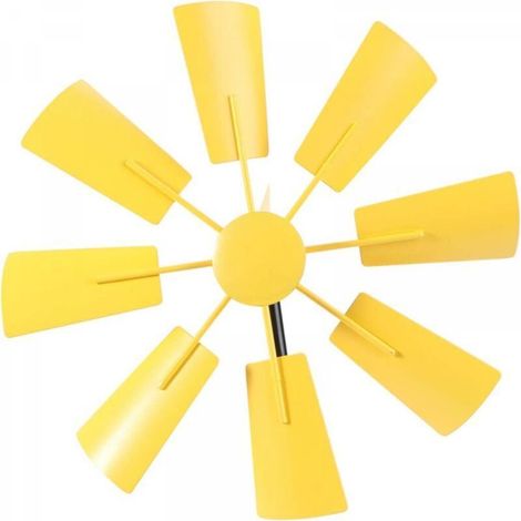 Moulin à vent de jardin Pieu Fer Spinner à vent Jardin extérieur Art Decor Metal Pinwheel Pieu Ornement pour décoration de pelouse de Noël Jaune (1/5)