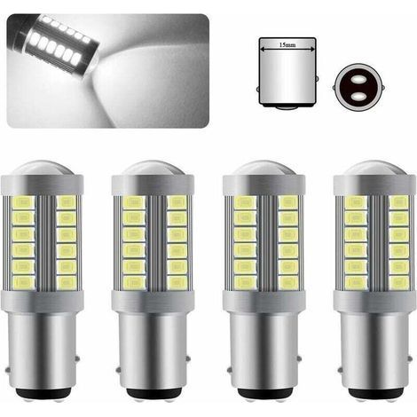 Lot de 4 ampoules LED 1157 BAY15D 33 SMD 6000K – 660 lumens – 12V pour feux de freinage – Angle d'éclairage 360° (1/5)