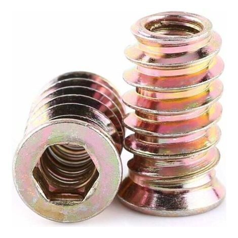 Pair M6 x 20 mm Gewindeeinsatz, Holzeinsatz, Schraubenmuttern, Sechskantmutter aus Zinklegierung, Sechskant-Einschraubbuchse (100 Stück)