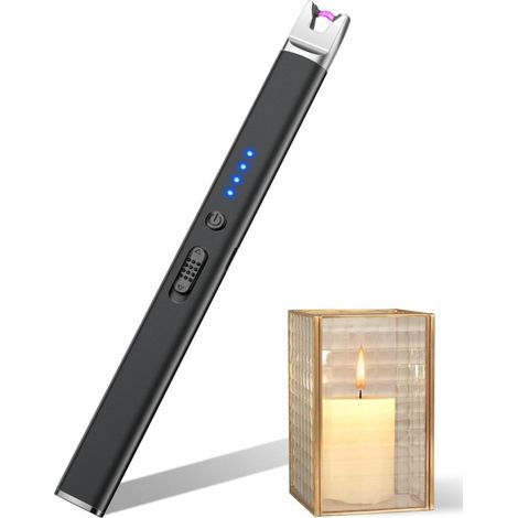 Arc Lighter - Rechargeable Plasma Lighter - Windproof - Long Handle - USB Type C Charging - For Kitchen Stoves Camping Fireplaces Fireworks - Black (1/5)