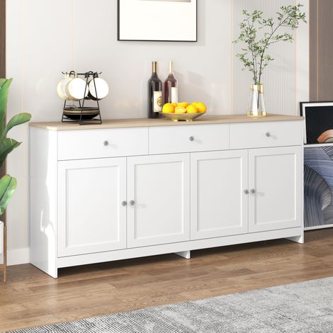 Aparador salón con cajones y puertas blanco madera OKMYHOME (1/5)