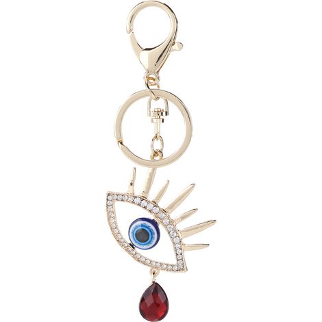 Rhinestone Keychain Fashion Jewelry Bag Purse Accessories with Blue Turkish Evil Eye Red Angel Tears Pendant (1/5)