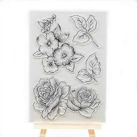 Bienvenue chez Joyful Home Tampon transparent en caoutchouc à motif floral (1 pièce) pour la création de cartes, la décoration et le scrapbooking. (1/4)