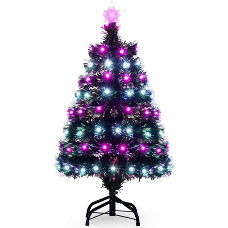 93 cm großer, beleuchteter Glasfaser-Weihnachtsbaum - 96 LEDs