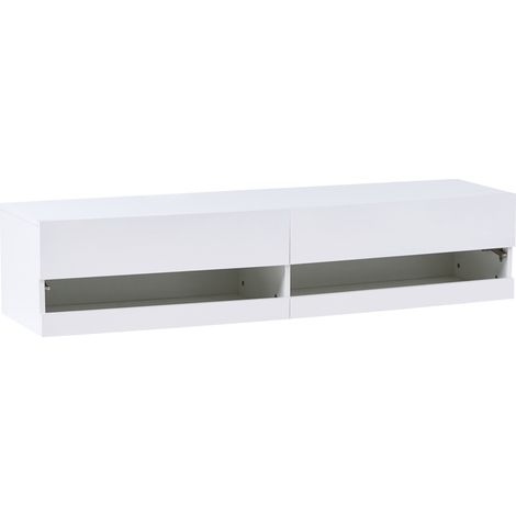 Mueble TV moderno con puertas gestión de cables con LED MDF blanco Edmonton