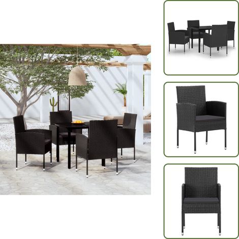 Comedor exterior - vidaXL Juego de comedor para jardín 5 piezas negro - Comedor al aire libre 5 piezas