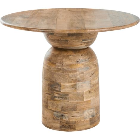 Mesa redonda moderna para comedor pedestal ø 110 cm de madera de mango natural Murtle (1/5)