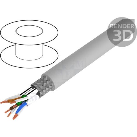 Cordon S-FTP Cat6 100m - Gris