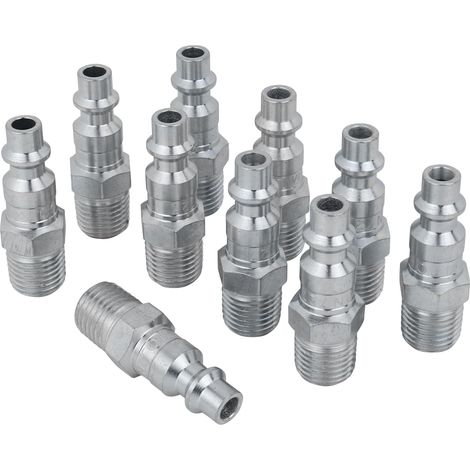 Fiche Mâle 1/4" M-Style Lot de 2 Raccord Fileté NPT Air Comprimé Haute Pression 300 PSI pour Outils Pneumatiques (1/5)