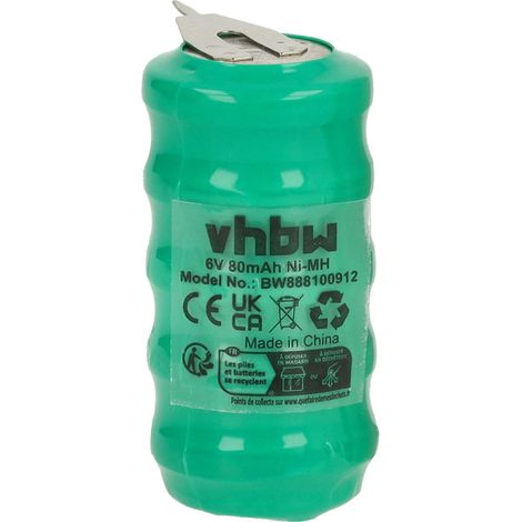 vhbw NiMH Ersatz Knopfzellen-Akku Typ V80H 2-Pins 80mAh 6V kompatibel mit Modellbau-Akkus, Solar-Leuchten uvm.