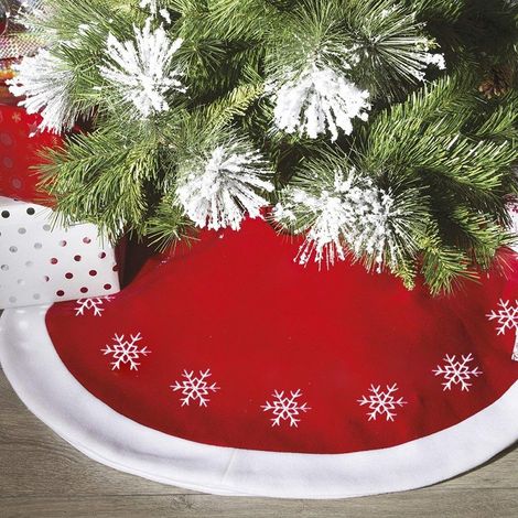 TrAdE Shop Traesio - Tappeto Gonna Copertura Base Albero Di Natale 105cm Rosso Decorazioni Natalizie - (1/2)