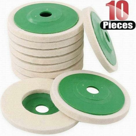 Kaelt - Lot de 10 disques de polissage pour meuleuse d'angle en laine de 4 pouces (10 cm) (1/5)