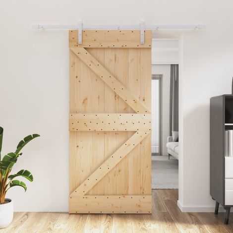 Puerta corredera con herrajes madera maciza de pino 95x210 cm vidaXL (1/5)