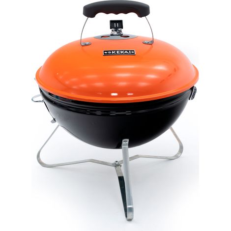 Barbacoa de Carbón Portátil de Sobremesa Kekai Tahoe 37x37x44 cm Tapa con Sistema de Transporte y Bloqueo Esmaltado Naranja (1/5)